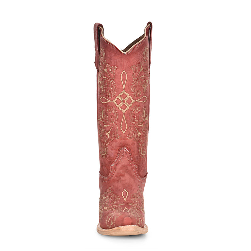 L6001 | Red Embroidered Snip Toe Women's Boot