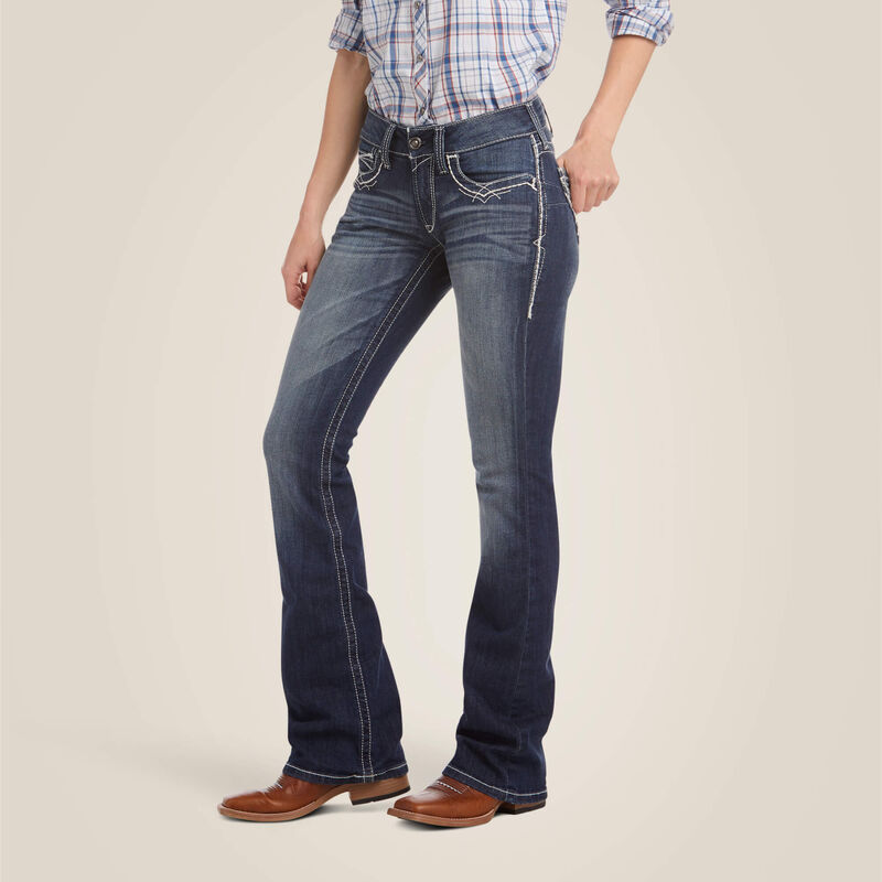 R.E.A.L. Ladies Mid Rise Stretch Entwined Boot Cut Jean | 10017510