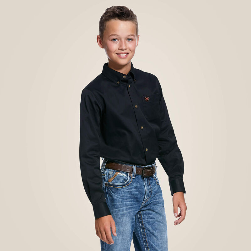 Solid Boy's Twill Classic Fit Shirt | 10030161