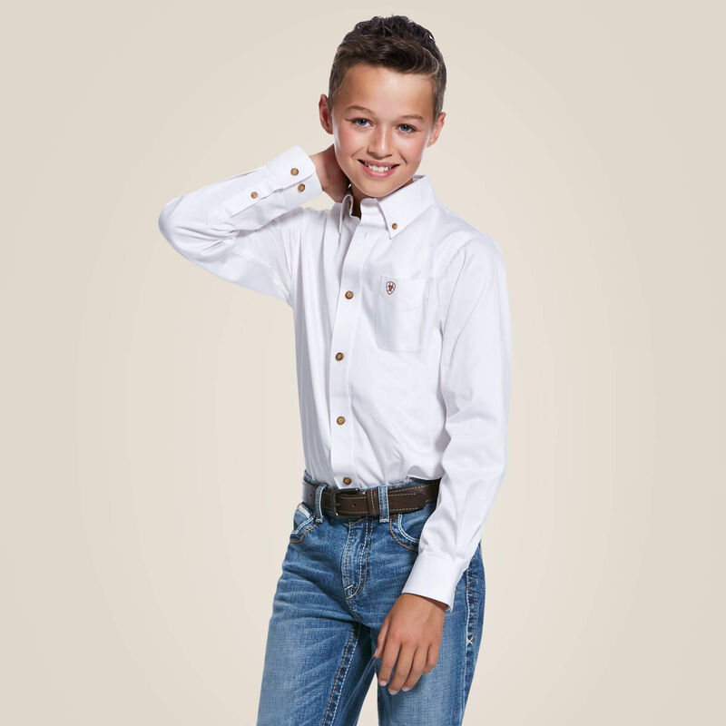 Boys Solid Twill Classic Fit Shirt | 10030162