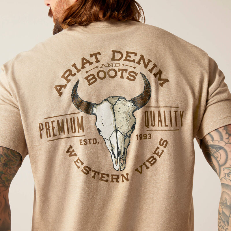 Men's Ariat Bison Skull T-Shirt | 10047613