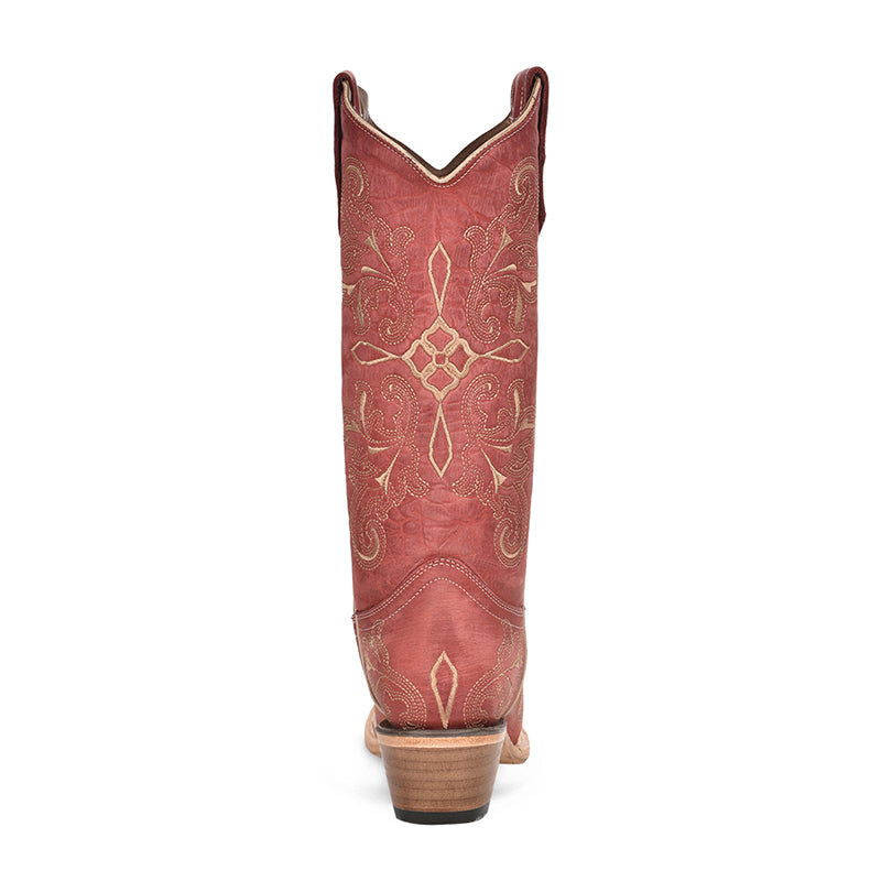 L6001 | Red Embroidered Snip Toe Women's Boot