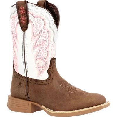 DURANGO® LIL' REBEL PRO™ LITTLE KID'S TRAIL BROWN AND WHITE WESTERN BOOT | DBT0242C|