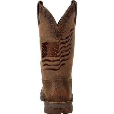 REBEL™ BY DURANGO® BROWN DISTRESSED FLAG EMBROIDERY WESTERN BOOT | Ddb0314