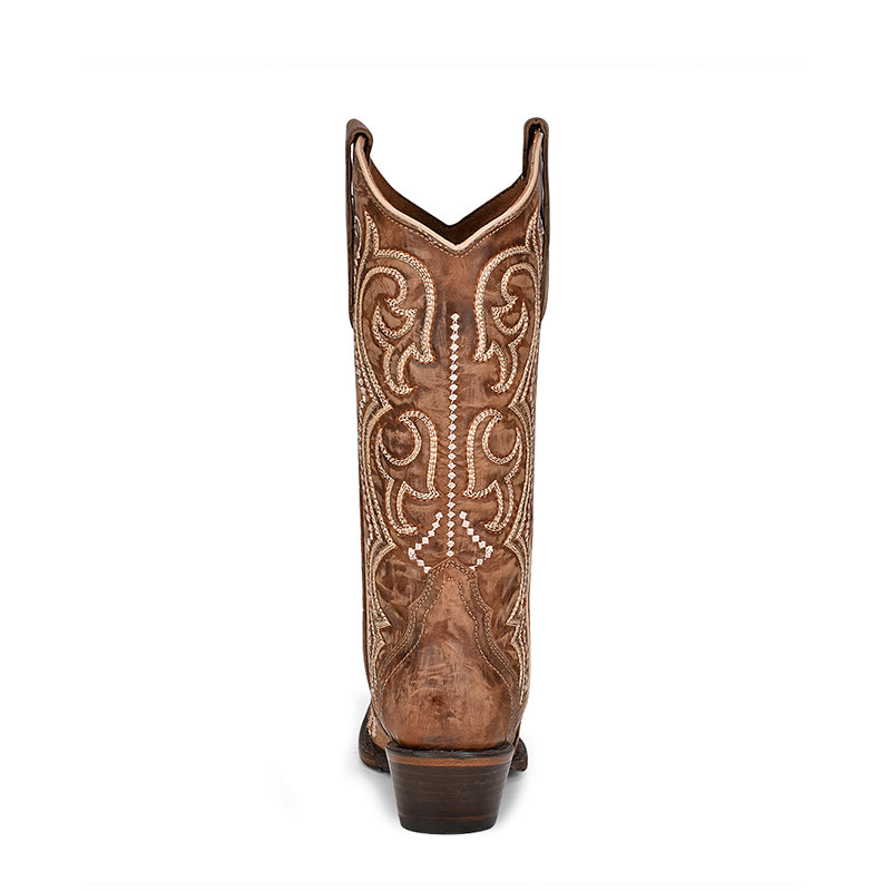 L5893 | Distressed Brown Embroidered Women's Boot