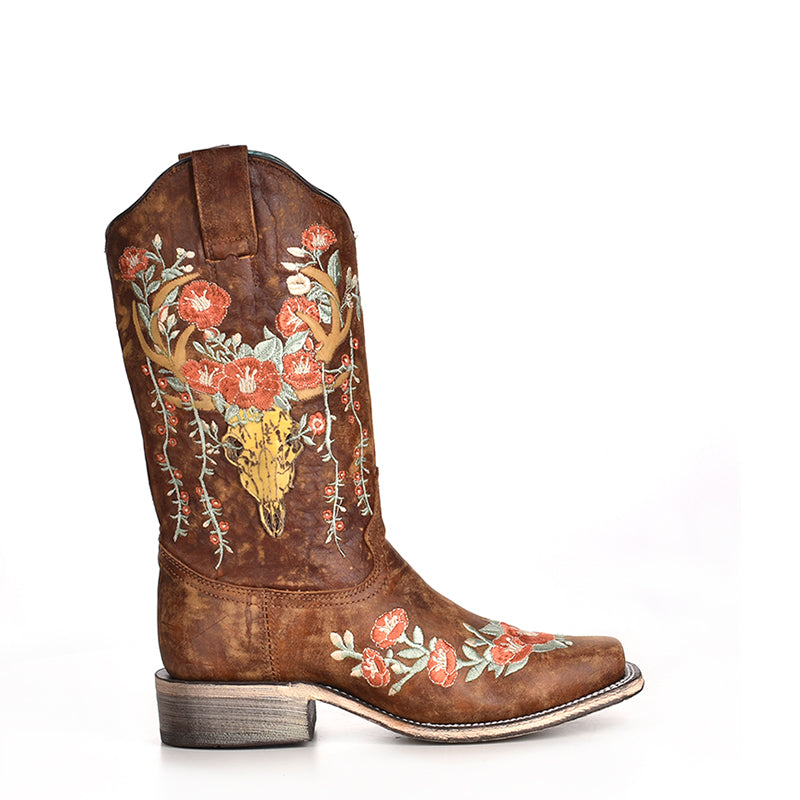 A3708 | Deer Floral Embroidered Women's Boot