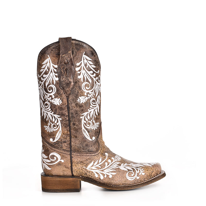 A4063 | Brown Women's Embroidery Boot