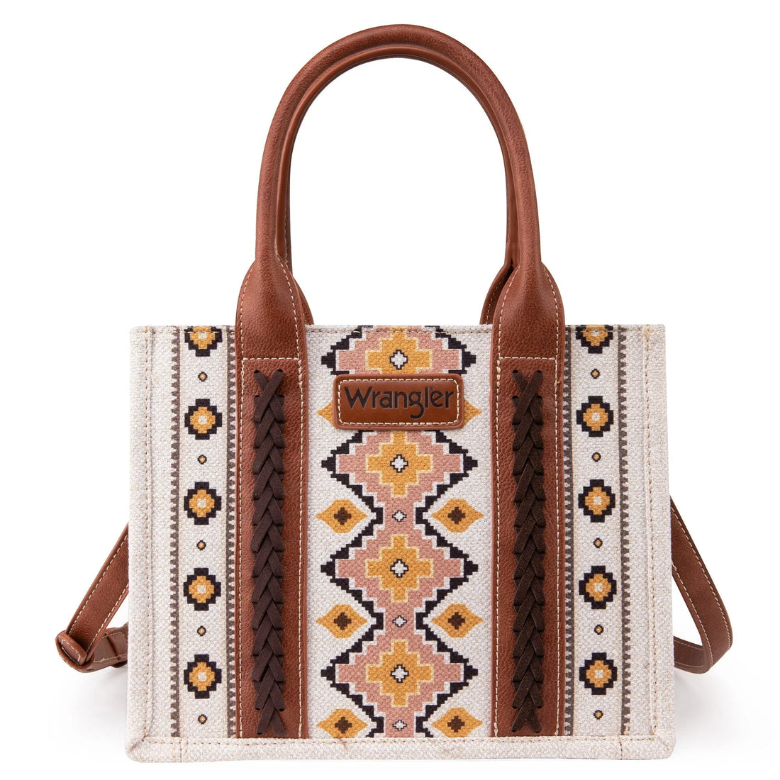 Wrangler Ladies Southwestern Small Brown Crossbody Tote Bag | Wg2202-8120scf