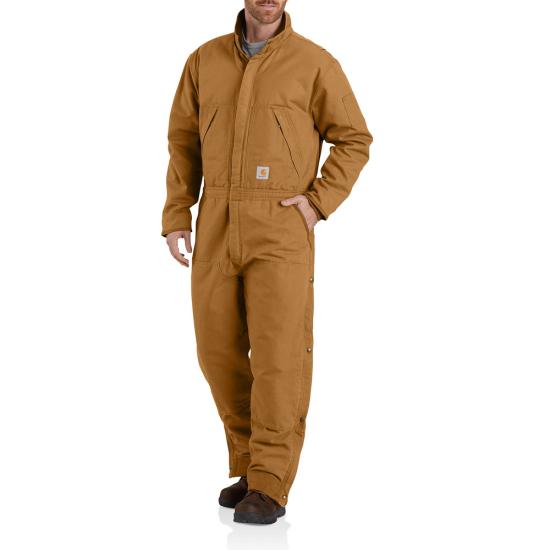 Loose Fit Washed Duck Insulated Coverall | 104396BRN