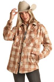 Women's Plaid Shacket in Rust | Bwn2c02111